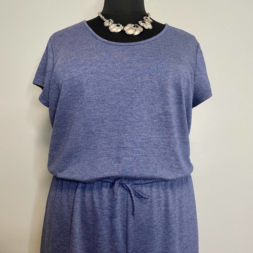 Muk Luk Blue French Terry Short Sleeve Casual Jumpsuit 1X